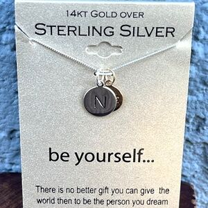 14kt GoldOver Sterling Silver Necklace N Initial jewelry